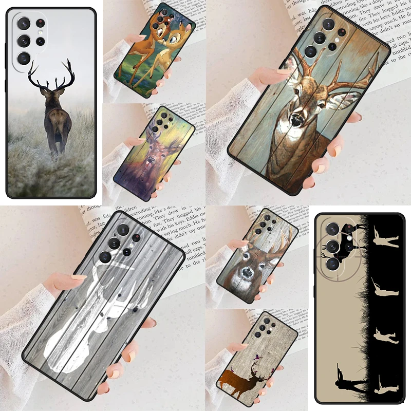 Stag Moose Reindeer Deer Dusk Phone Case For Samsung Galaxy S24 S23 S22 S21 Ultra S10 Note 10 Pro S20 Plus FE S9 S8 Cover