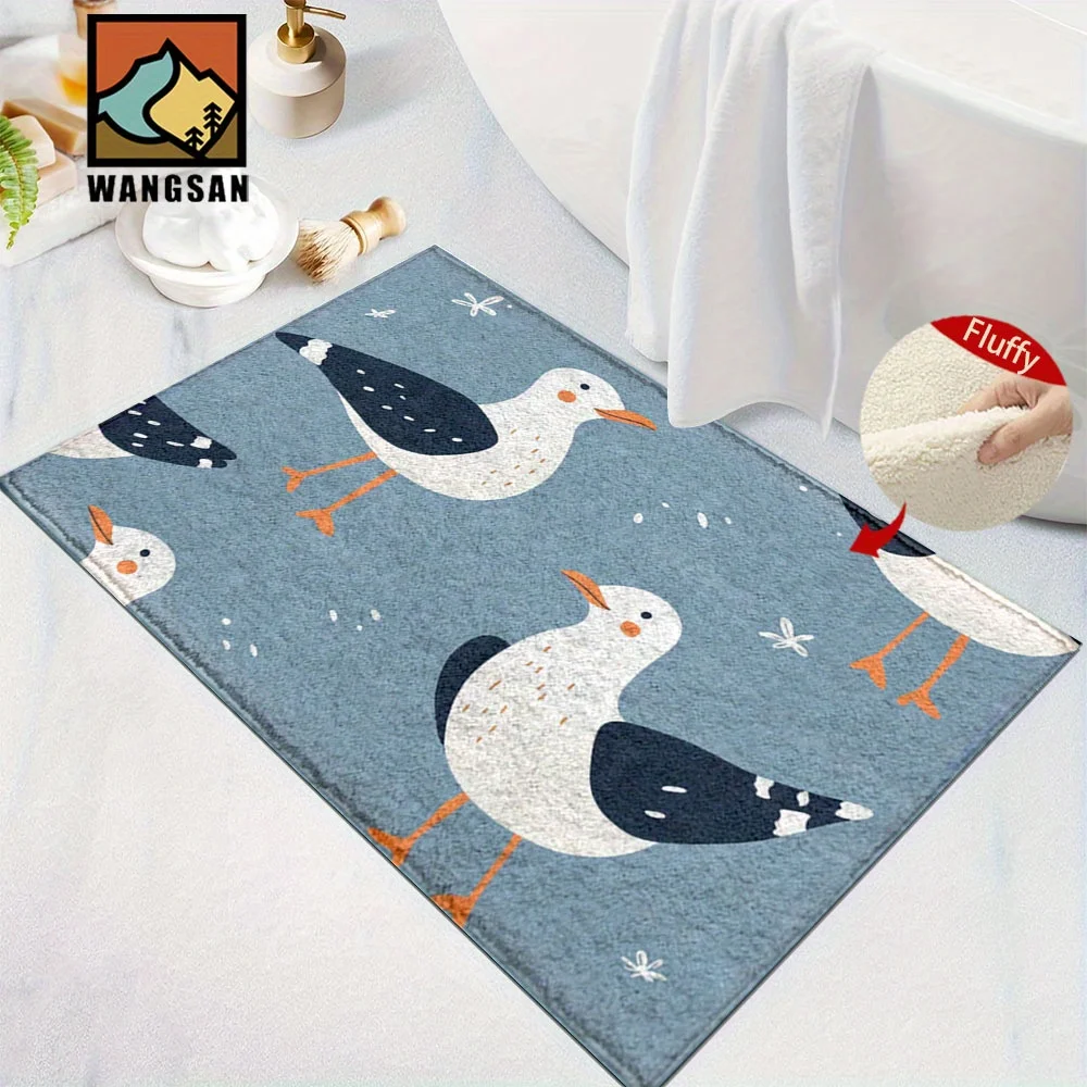 VIKAMA Cute Cartoon Dove Carpet Blue Doormat Welcome Mat Absorbent Bathroom Rug Carpet For Live Room Rug For Bedroom Home Decor