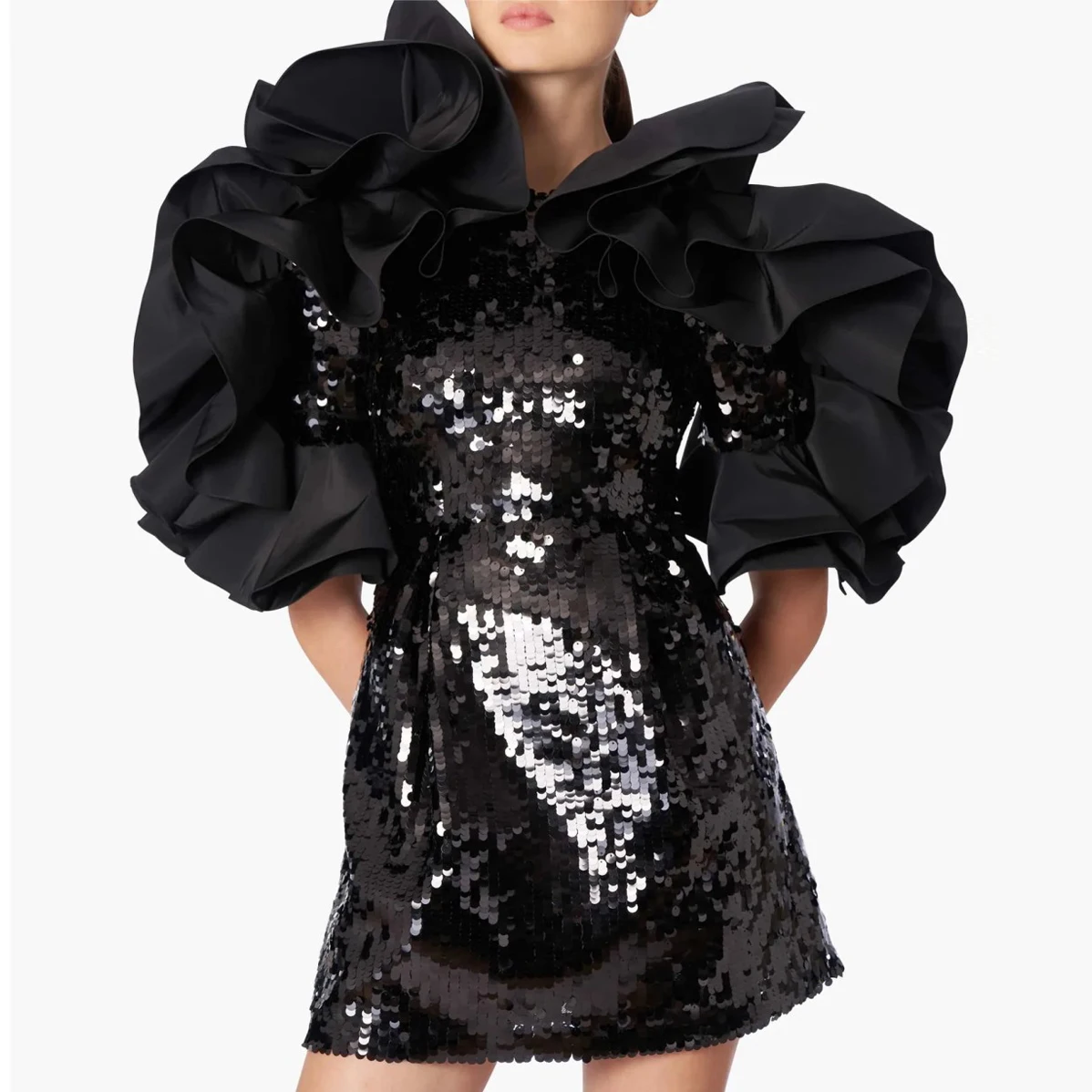 

Sequins Black Mini Dress Ruffles Party Dress Sparkly Cocktail Dress Women Clothing Sparkly Woman Gown Ever Pretty Dresses