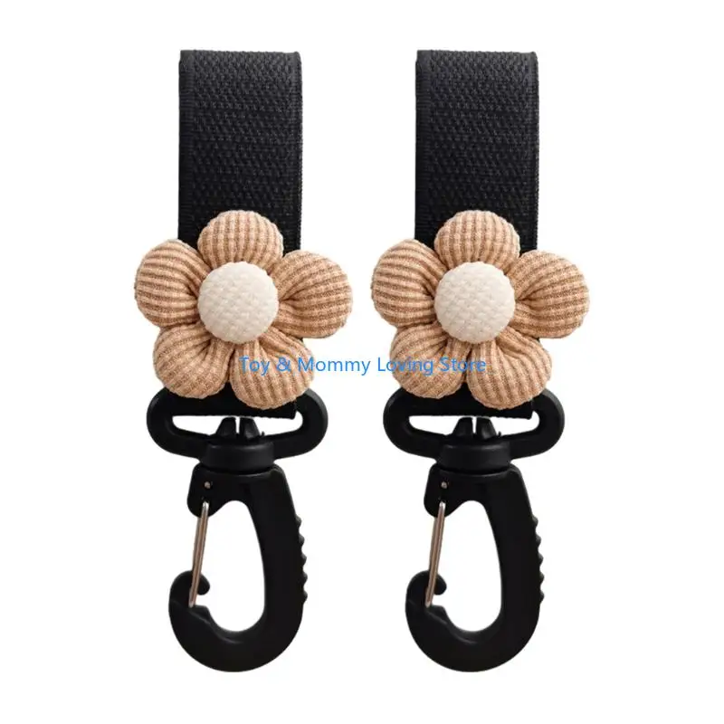 

Y1QF 2xBaby Stroller Hook Hanger Flower Charm Toddlers Cart Organiser Bag Storage Hanging Rack Infant Supplies Accessory Gift