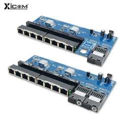 PCBA Gigabit Fiber Optic Converter Board 8*RJ45 2*SC Fiber Ethernet Switch 10/100/1000M Optical Media Converter Single Mode