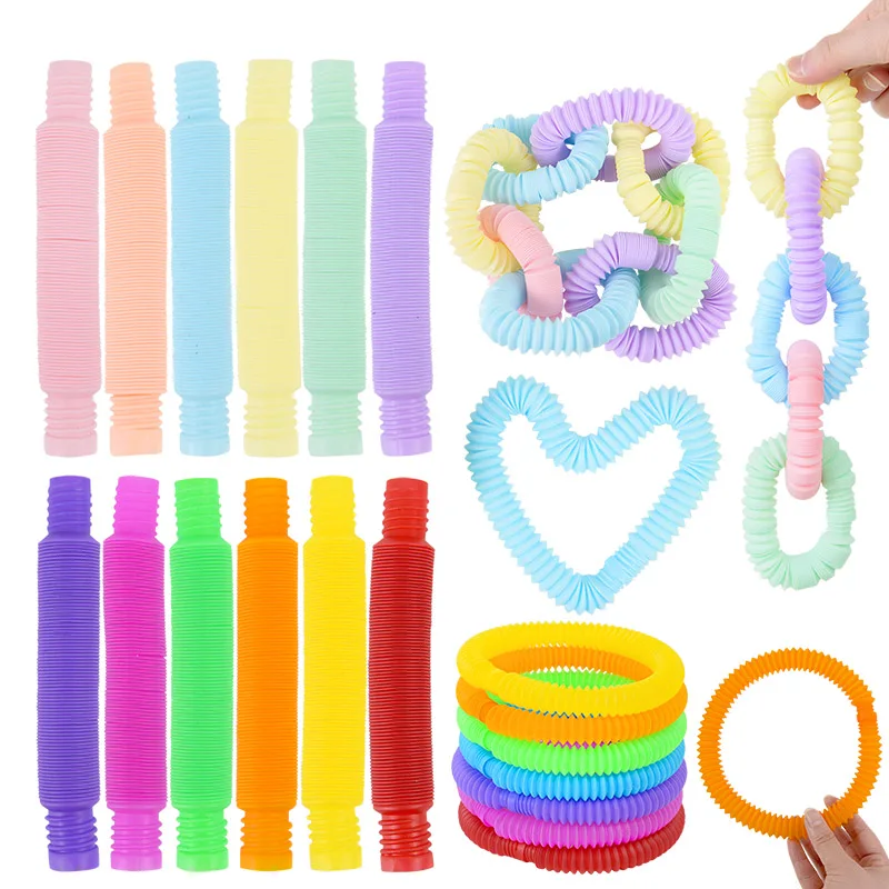 

8pcs Colored Stretch Plastic Bellows Tubes Decompression DIY Game Props Telescoping Tube Birthday Party Gifts