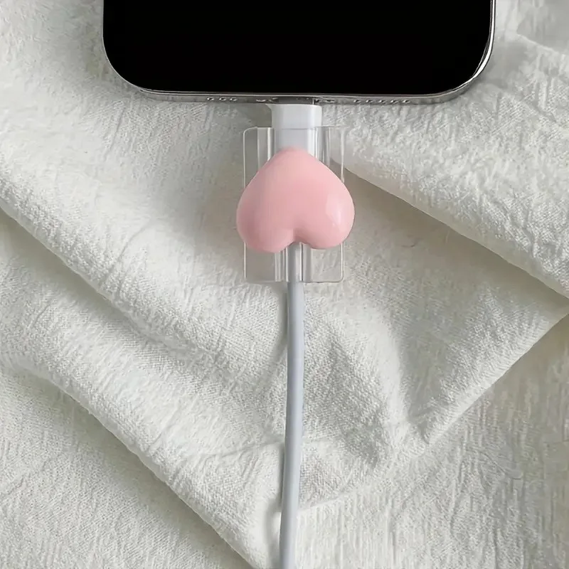 Korean Style Heart Charger Protector Cover For iPhone18W 20W Type C USB Data Line Cord Organizer Cute Cable Winder Accessories