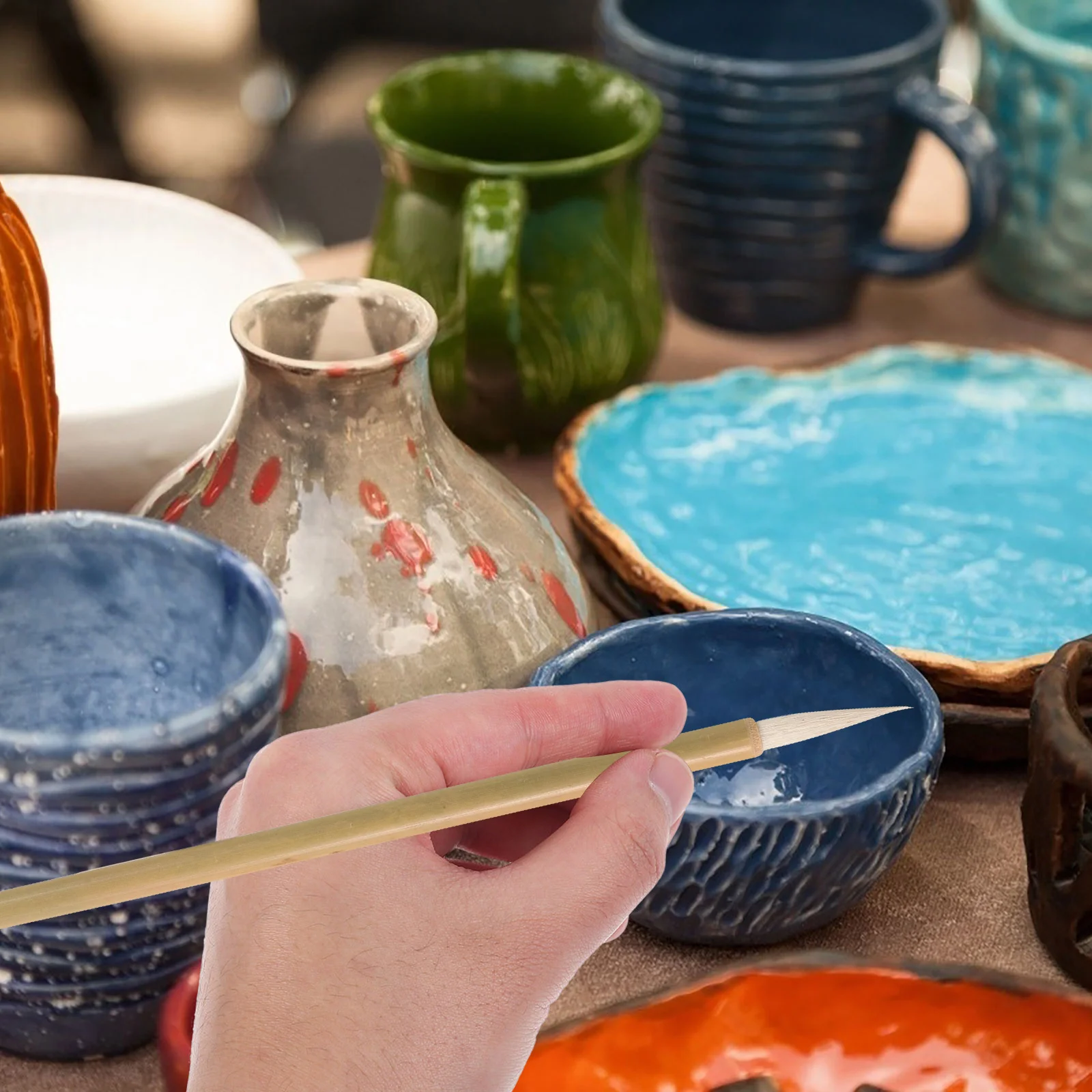 

3Pcs Ceramic Painting Brush Set Detail Pottery Paint Brushes for Acrylic Watercolor Oil Painting Art Students Beginners