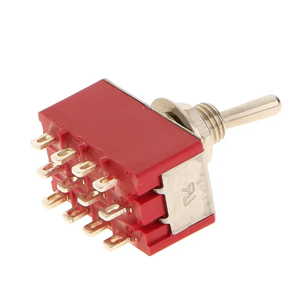 Red 4PDT on on Toggle Switch Mini 12 Pin Metal Light Switch for Model Circuit Replacement
