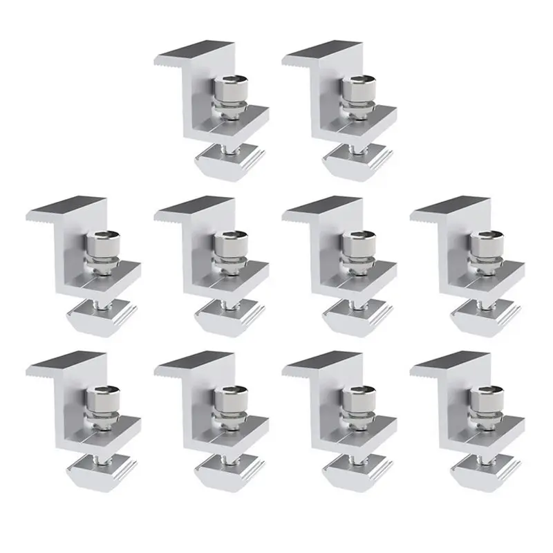 ABHI-100X Solar Panel Adjustable Bracket Clamp PV Bracket Mounting Clip Solar End Clamp 30Mm For Fixing Solar Panel