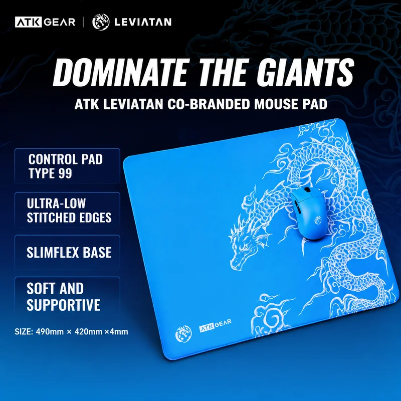 Genuine ATK Gear Leviatan Co Branded Large Gaming Mouse Pad Non Slip Fps E Sports Mouse Mat For CSGO Valorant Pro Gamer Mousepad