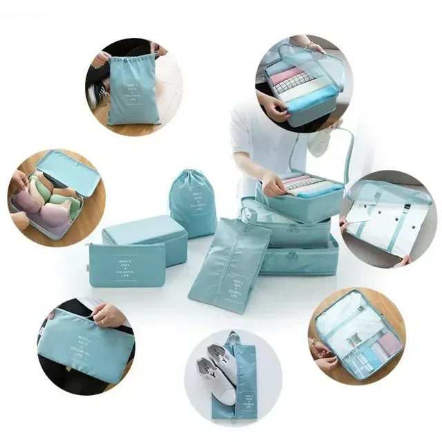7PCS Set Travel Bag Shoes Clothes Storage Bags Luggage Organizer Packing Cubes Set Portable Student Dormitories Clothing Bags 4 7PCS Set Travel Bag Shoes Clothes Storage Bags Luggage Organizer Packing Cubes Set Portable Student Dormitories – view 4