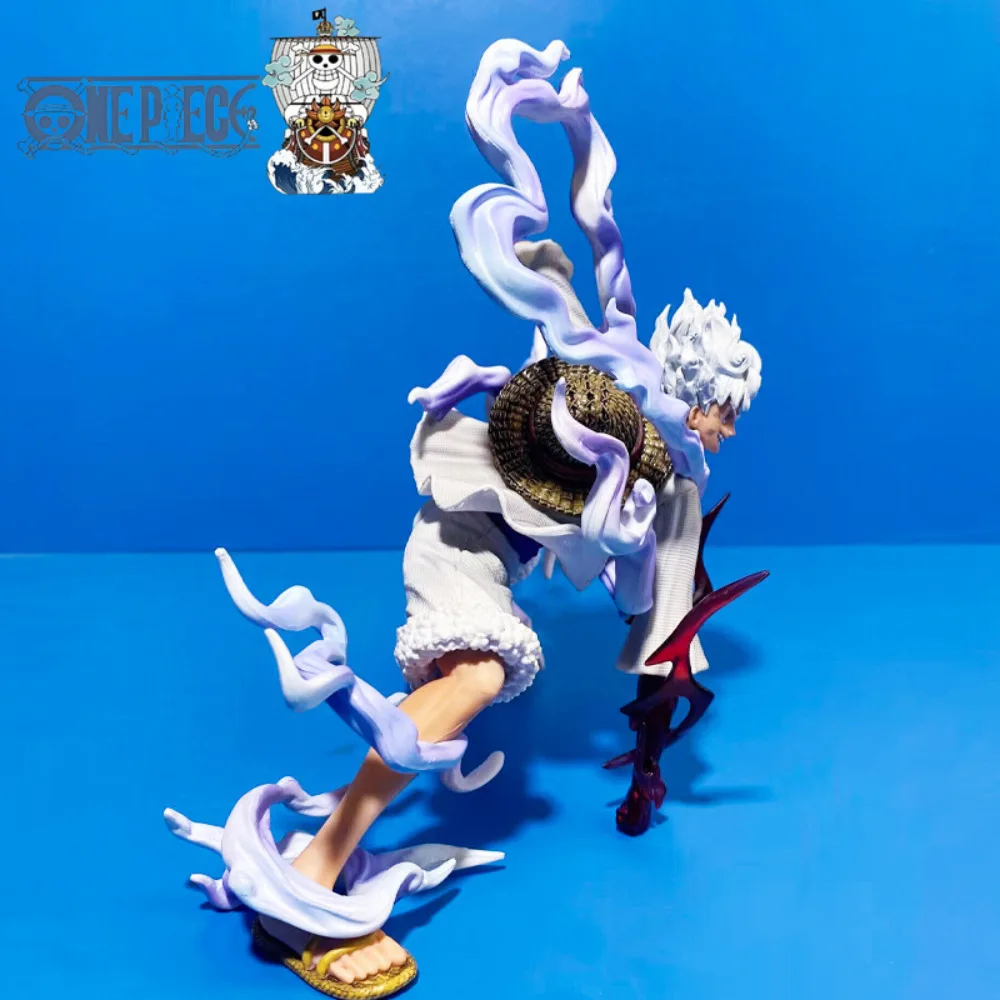 قطعة واحدة من شخصية Gear 5 Nika Form Luffy Crouching Pose، تمثال Sun God Anime القابل للجمع #2