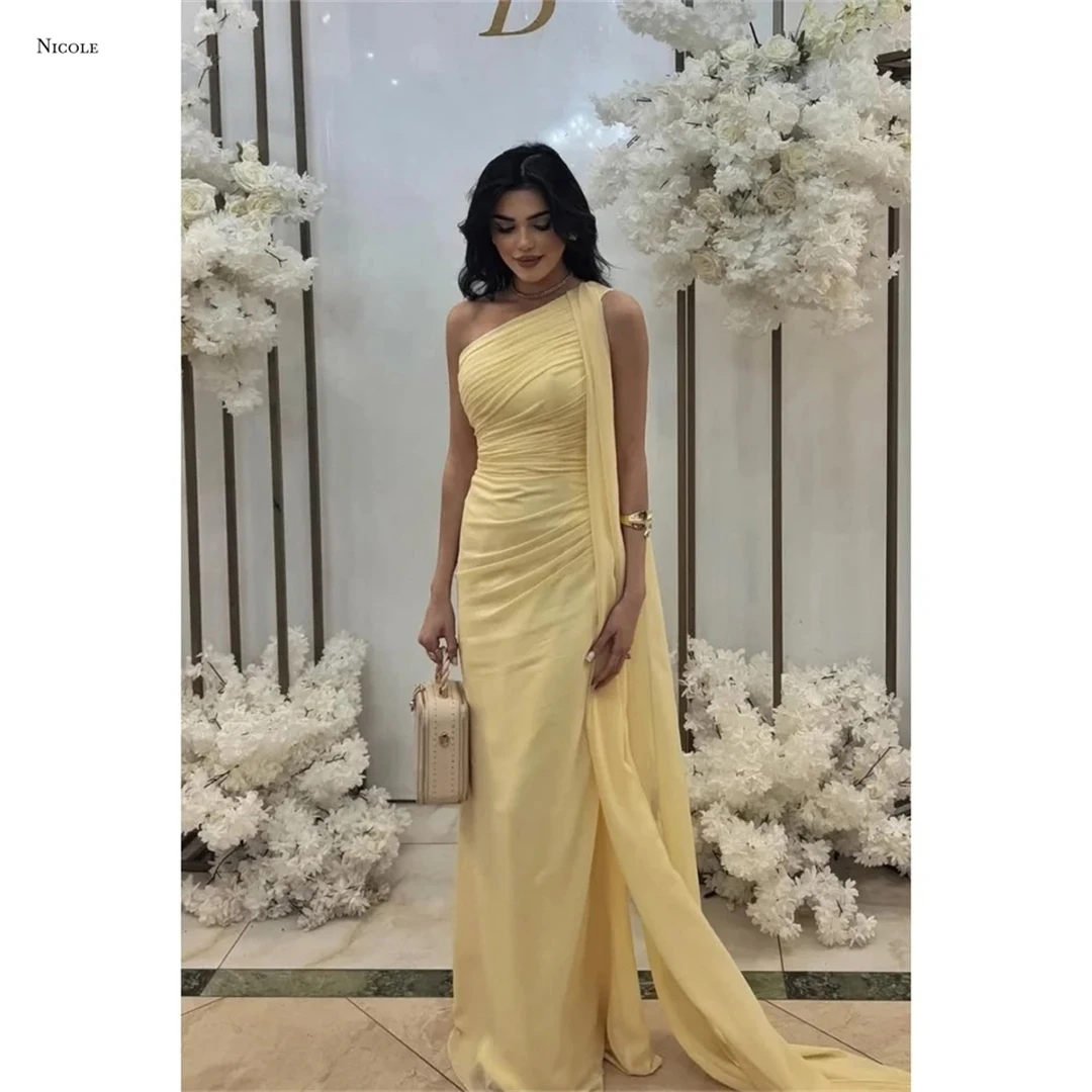 

Nicole Fish Tail Luxurious Women's Evening Dresses Luxury 2025 One Shoulder Custom Made Luxury Prom Dress Chiffon Robe Soiree