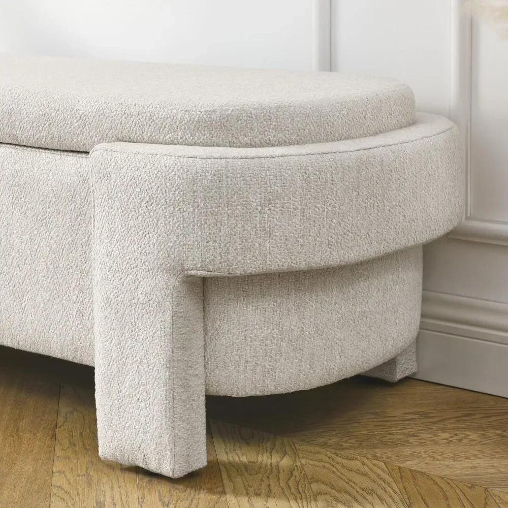 Oval Storage Bench, End of Bed Storage Ottoman Benches, Ottoman Bench with Large Storage, Space for Living Room