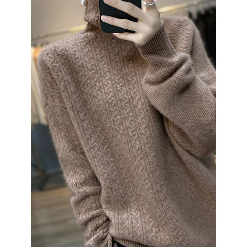 2022 New Style Autumn Winter Thicker Warm Sweaters For Women 100% Pure Wool Knitted  Long Sleeve Knitwear New Female Jumpers