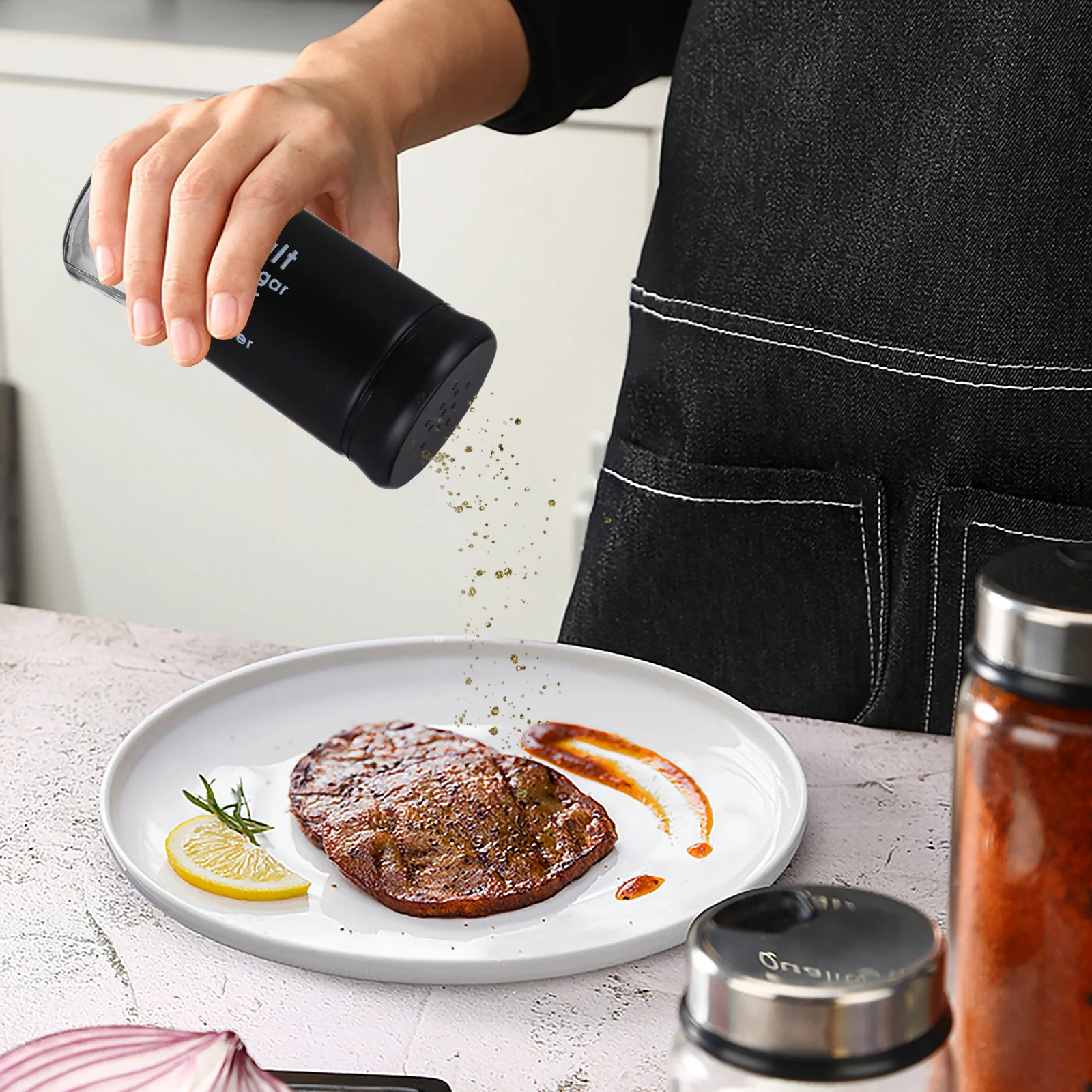 

Alipis 2pcs Glass Spice Jar Set for Kitchen Seasoning Container with Stainless Steel Lid Household Condiment Bottle