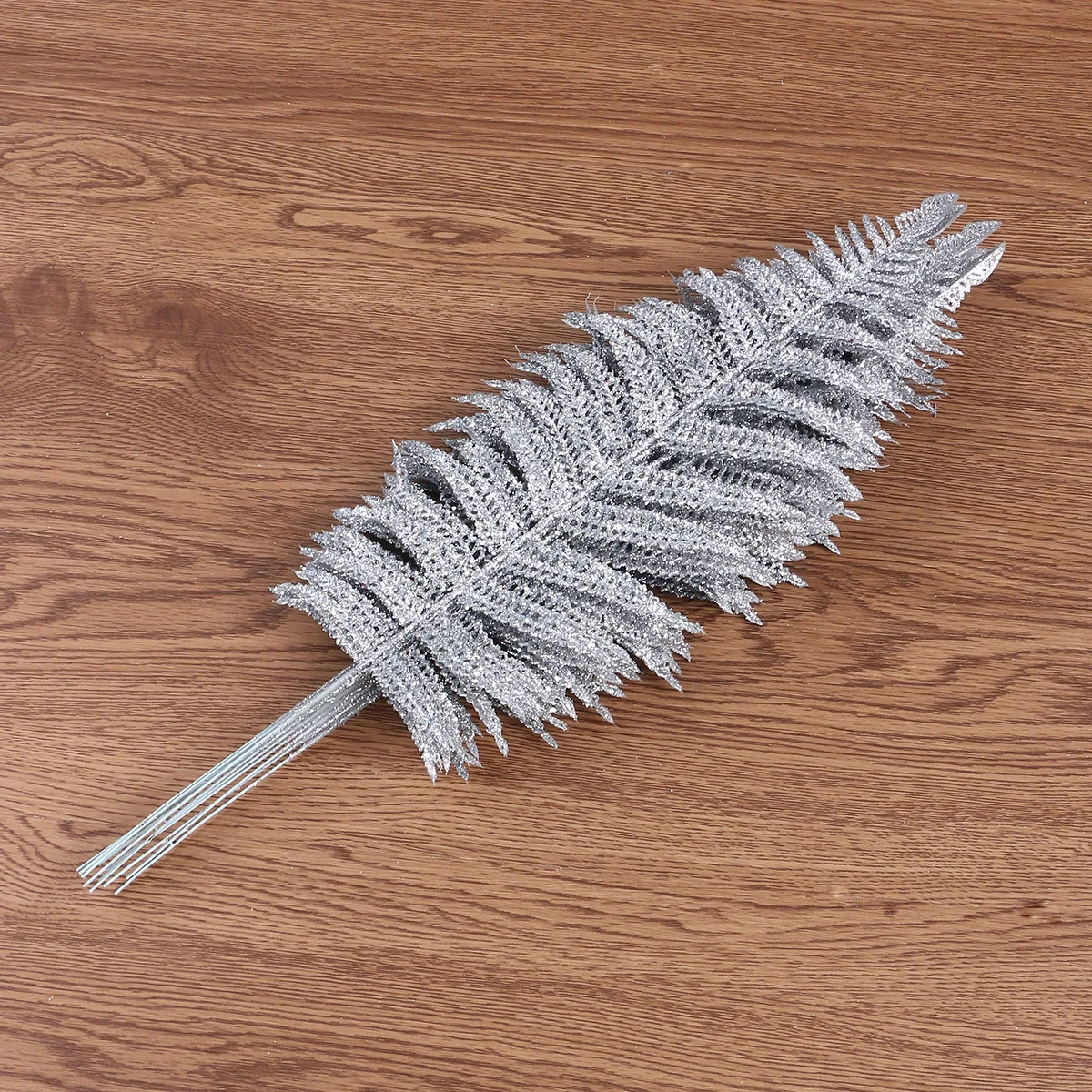 

12pcs Christmas Decorative Leaves Festive Plastic Plants Home Decor Supplies For Bedroom Living Room Wall Silver