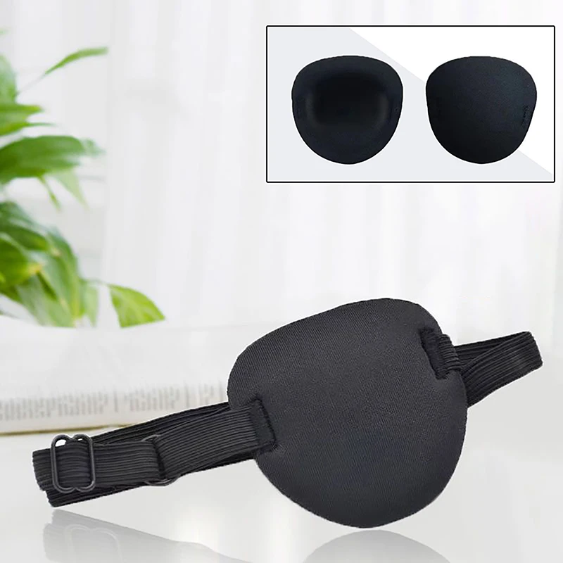 1PCS Black Single Eye Patch Adjustable Soft Amblyopia Lazy Eye Patches For Left Or Right Eyes Concave Eye Patch For Adults