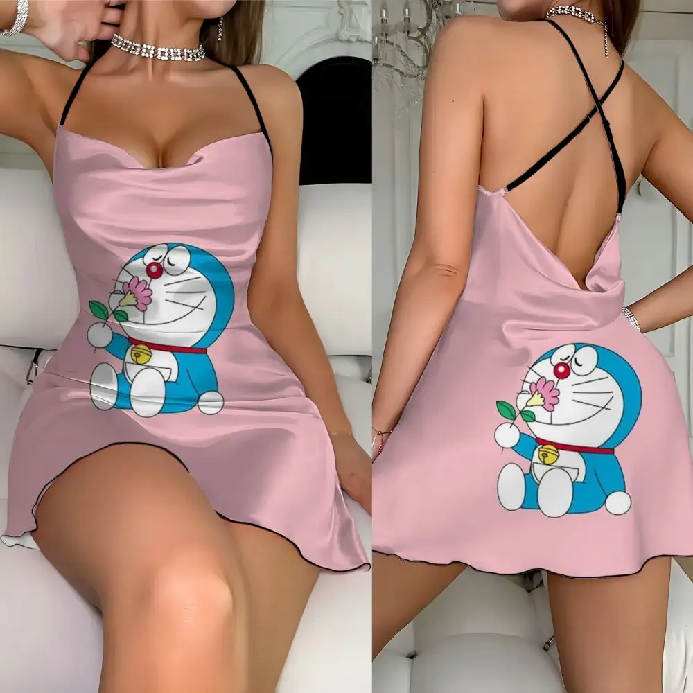 Summer cute sexy dress Elegant party dress for women pure sex style Doraemon element print Fashion summer ladies