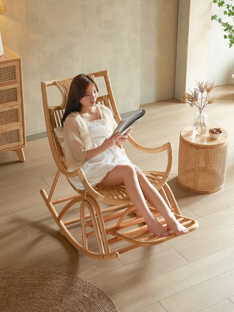 Japanese style rocking chair, balcony, lounge chair, household, adult living room, leisure and lazy person, natural and genuine