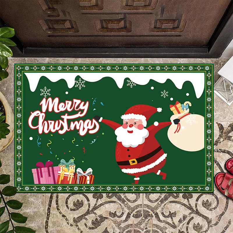 2023 Christmas Decoration Floor Mat Entrance Mat Christmas Floor Mat Santa Claus Cartoon Pattern Party Atmosphere Decoration