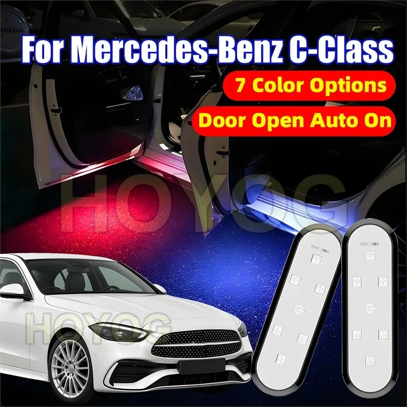 For Mercedes-Benz C-Class 2021-2026 LED 1-4pcs Car Door Light for Door-Opening Warning powered by a USB Rechargeable Battery