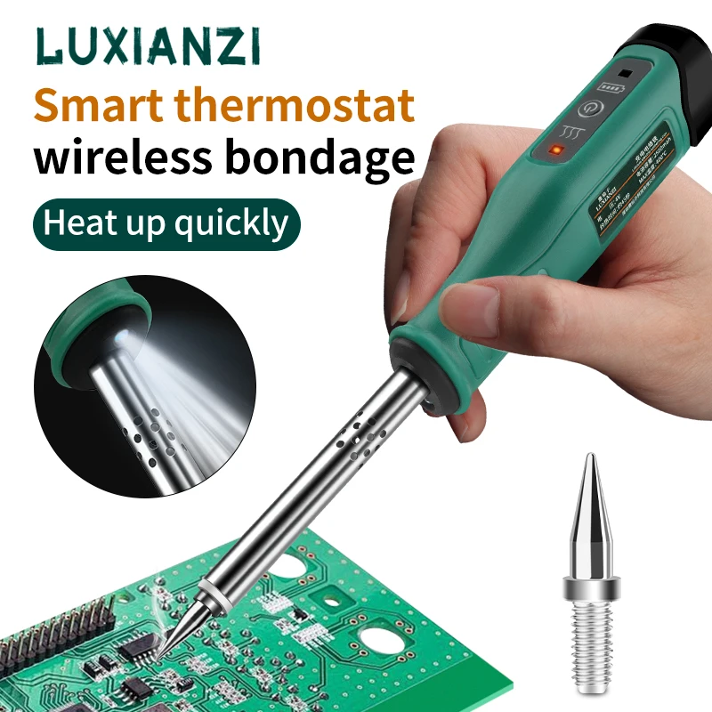 

LUXIANZI USB Wireless Soldering Iron With Light Lithium Battery Rechargeable Portable Solder Iron Smart Welding Solder Tool