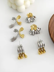 Peri'sbox Trendy Gold Silver Plated Double Color Hoop Earrings for Women Triple Teardrop Charm Earring Popular Designer Jewelry