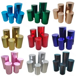 5/3Pcs Cylinder Covers for Party Decorations Metallic Gold Cylinder Column Cover Pillars Cylinder Covers Elastic Shiny Fabric