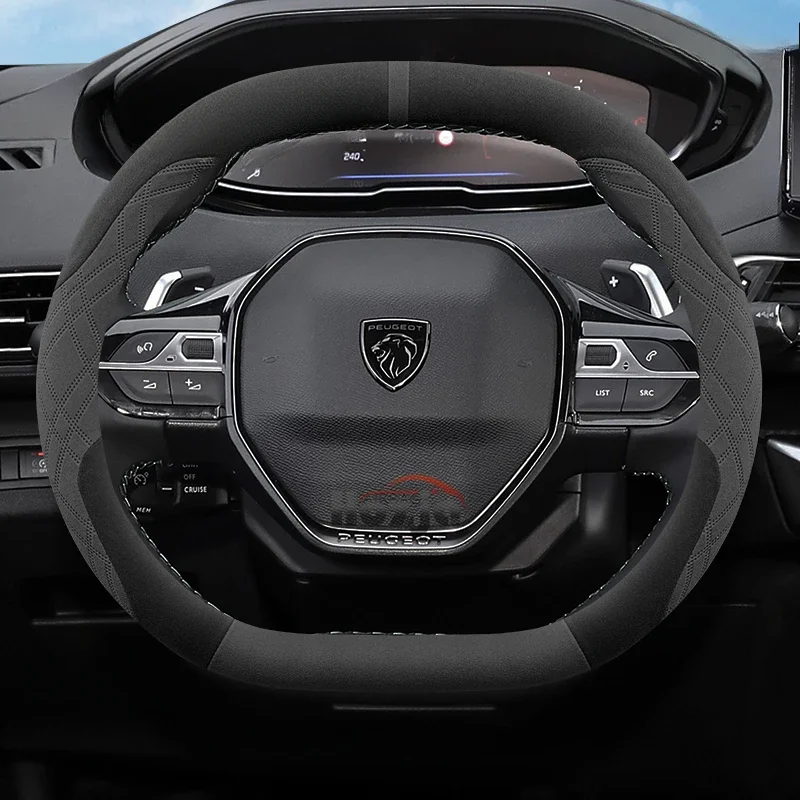 Suede Leather Car Steering Wheel Cover for Peugeot 408 508 SW E-5008 5008 Rifter GT 2021 2022 2023 2024 2025 Auto Accessories