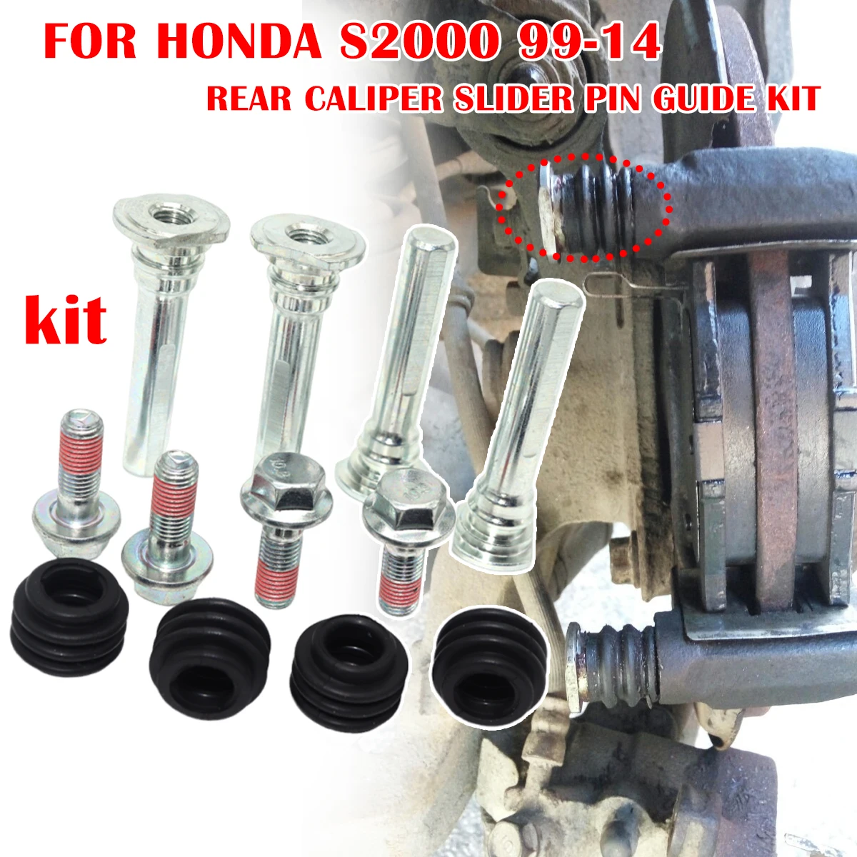 Left Rear Right Brake Caliper Cylinder Slider Guide Pin For Disc Housing Bolt Bushing Boot FOR HONDA S2000 113-1319X CKT1009