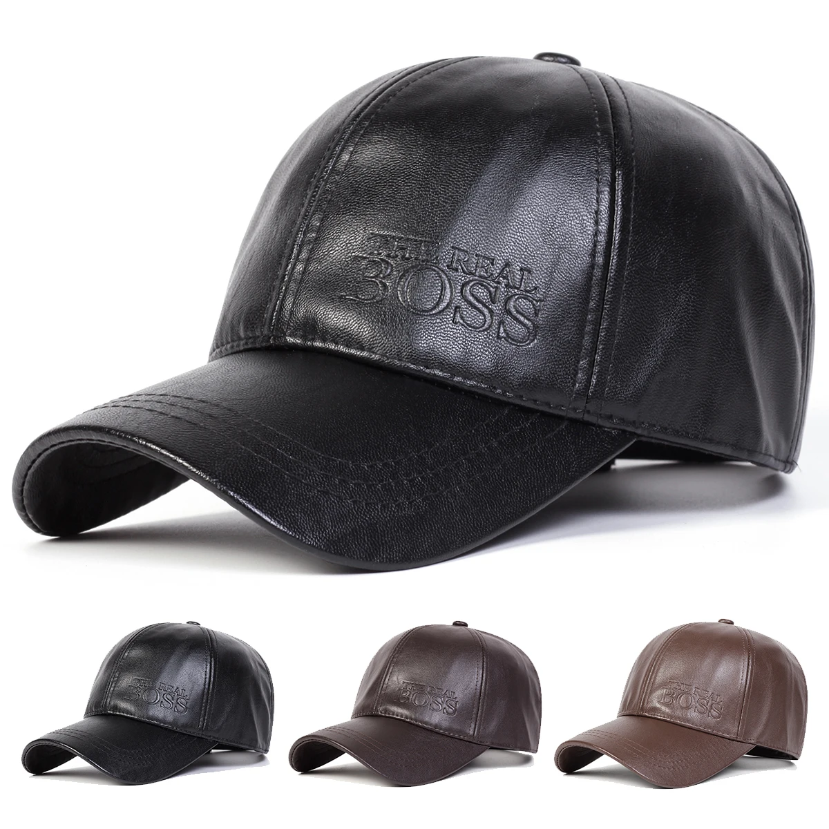 للجنسين ريال بوس بصمة بو الجلود قبعات البيسبول ربيع الخريف في الهواء الطلق واقية من الشمس قبعة قابل للتعديل قبعات سائقي الشاحنات عادية