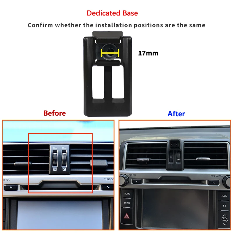 Dedicated Car Mobile Phone Holder For Toyota Land Cruiser Prado 150 2014-2017 Wireless Charging Fixed Bracket Base MagSafe Mount