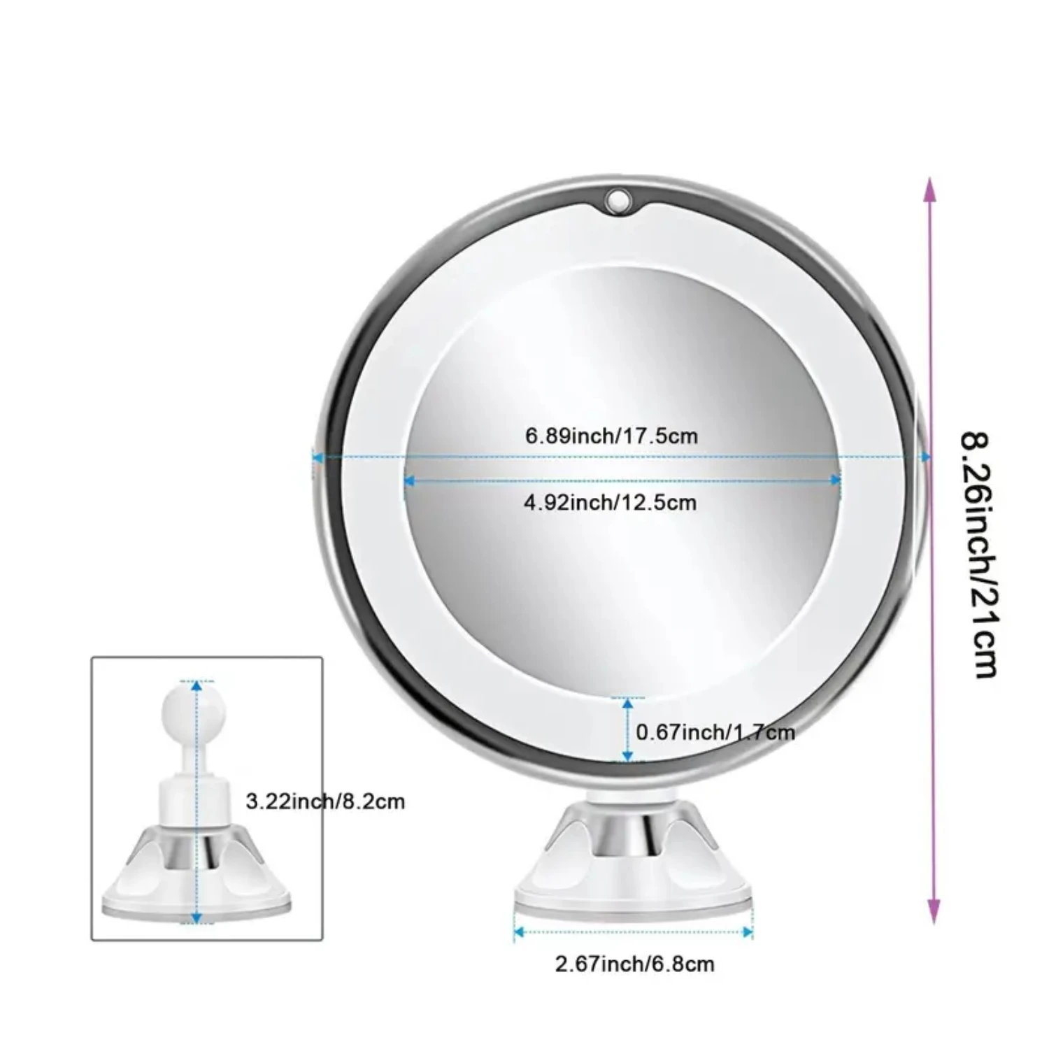 Miroir de Maquillage Grossissant 10x, Rotation Résistante à 360 °, avec Lumières et 3 Éclairage de Documents, Joli Intelligent, Parfait pour 03/Beauty R