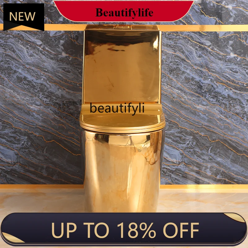 

Z189 Light luxury toilet electroplated yellow gold toilet artist household pumping one-piece toilet