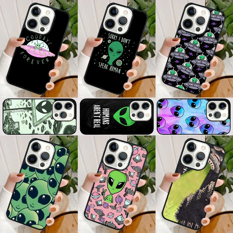 Funny Alien Phone Case For iPhone 16 15 SE2020 14 Max 6 7 8 Plus 11 12 13 Pro Max Mini Phone Cover coque