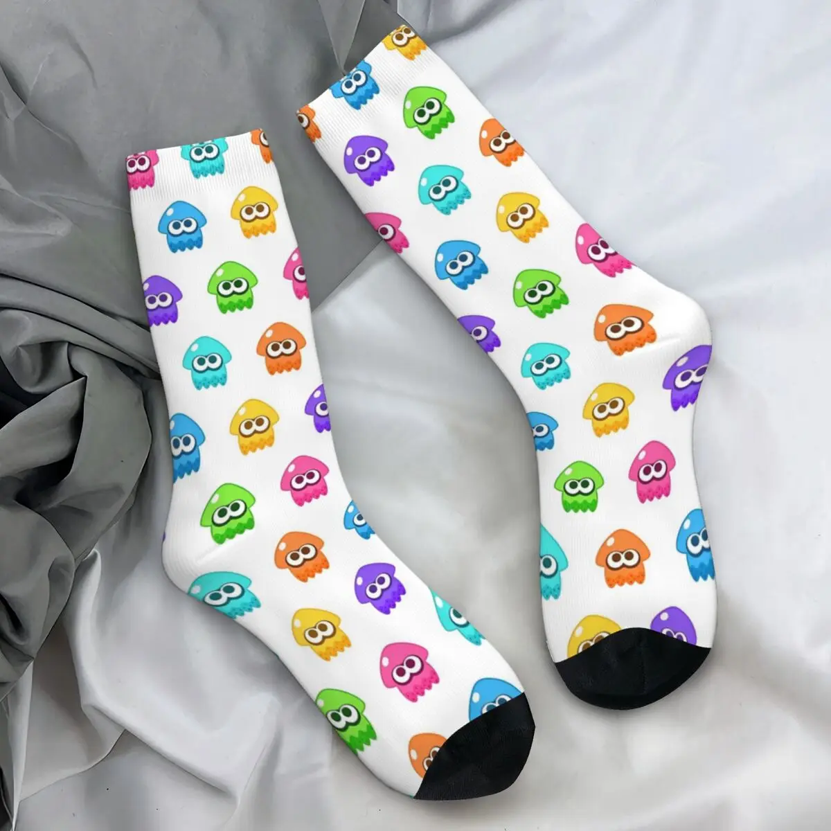 Rainbow Splatoon Socks Video Game Casual Stockings Men Soft Outdoor Socks Winter Custom Anti Bacterial Socks