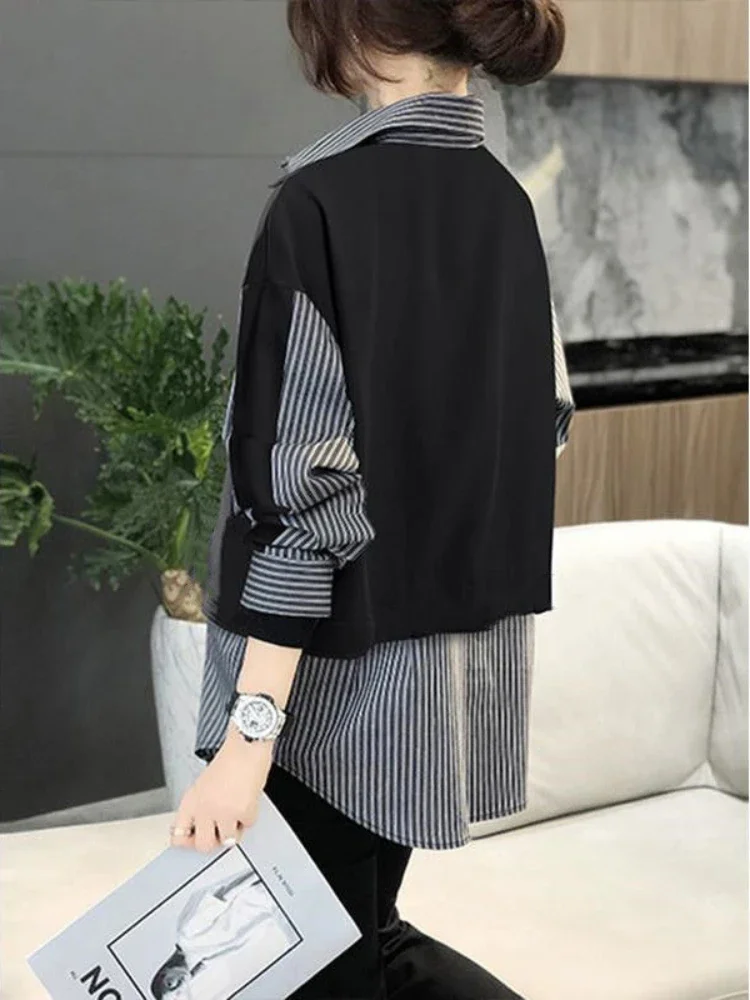 

Women's Shirt and Blouse Commuting Contrasting Colors Chiffon Female Tops Summer 2024 Novelties New Collection Tall Cute Elegant