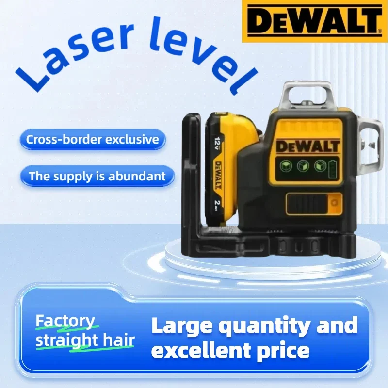 DewaltDW089LG Laser Level Meter,3 Sides*360 Degree Horizontal Vertical Green Light Level,12V Lithium Battery Outdoor Laser Level