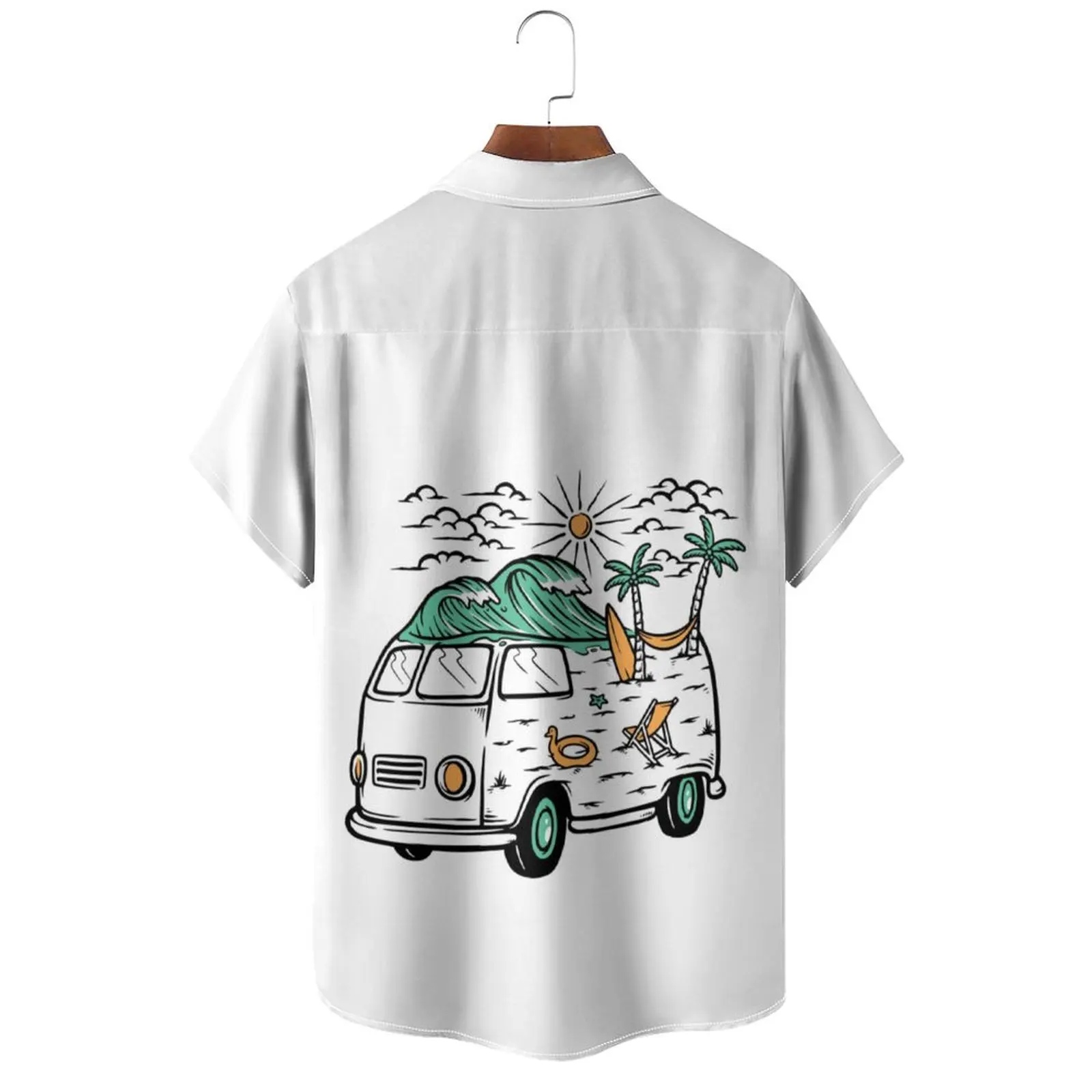 Letnia moda Męska koszula z krótkim rękawem Retro Klasyczny wzór samochodu Hip Hop Car Party Wear Oversized Top letnia koszula