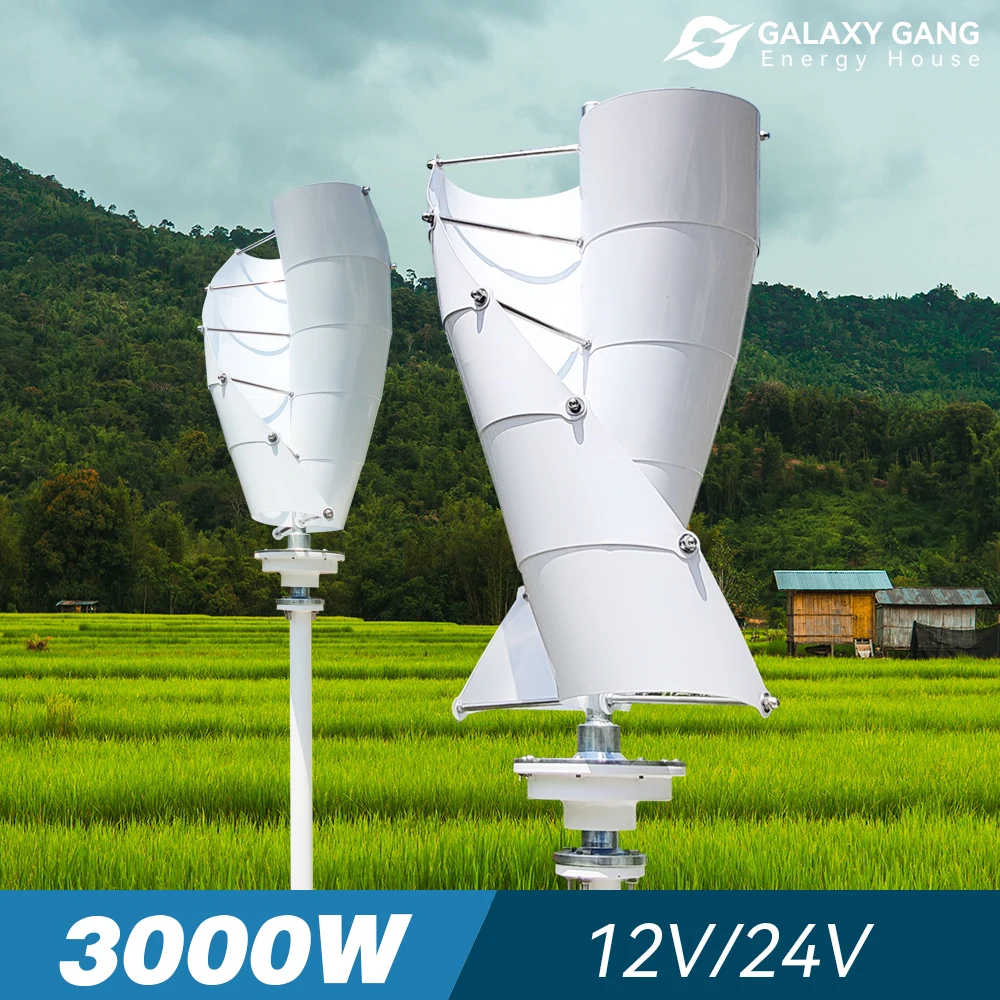 

EU Duty Free 3000w Vertical Wind Turbine Generator 12v 24v Windmills With MPPT Hybrid Charge Controller For Farm & Home use