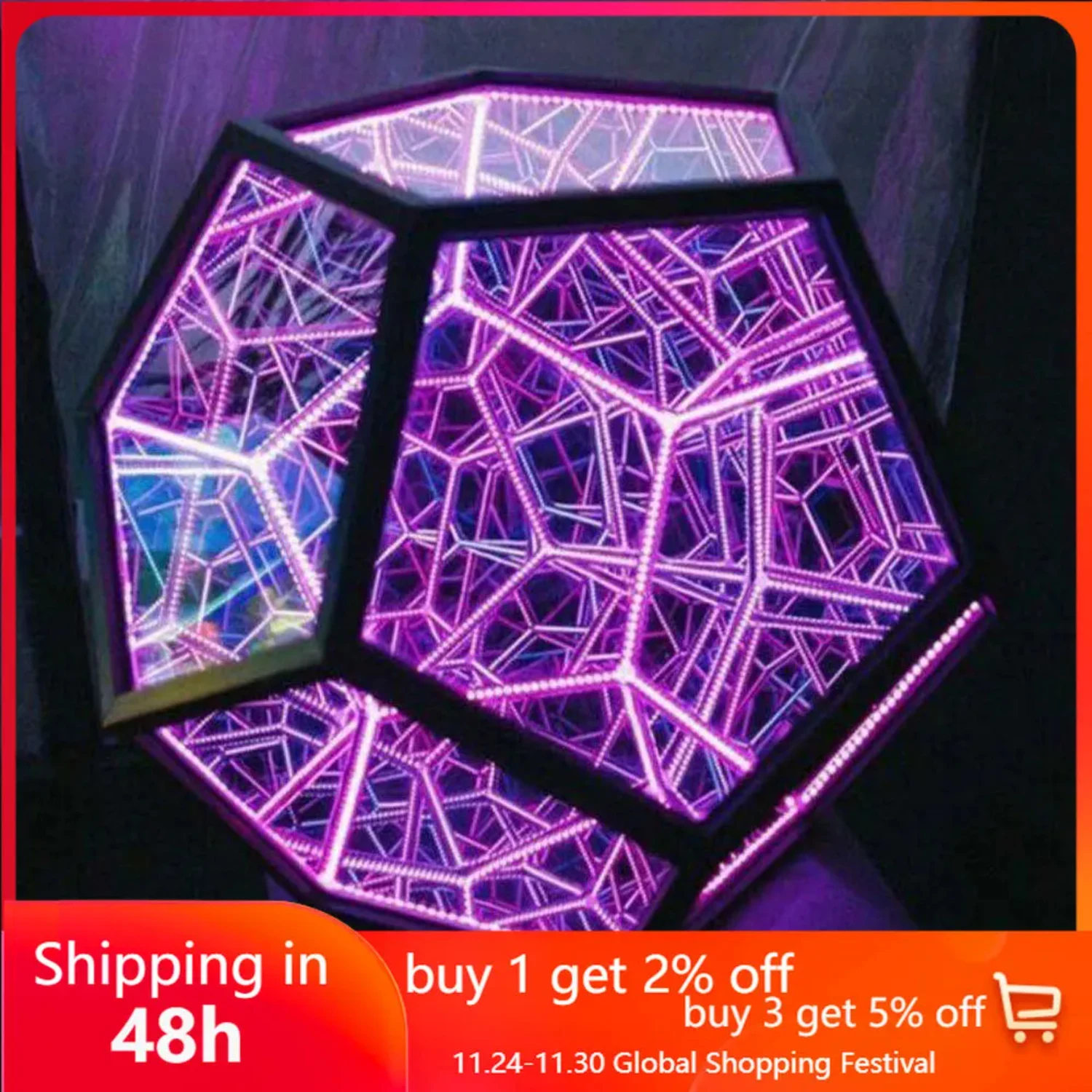 Unique Dodecahedron Night Light in Infinite Colors - Ideal Christmas Gift for Creating a Festive and Dreamy Star Atmosphere.