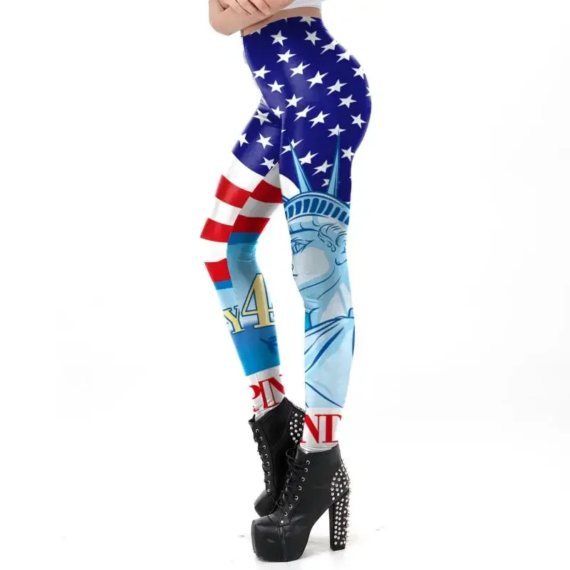 Leggings para mujer, pantalones con estampado de rayas y estrellas del Día de la independencia, medias sexys del 4 de julio, pantalones con costura de cintura media, regalos