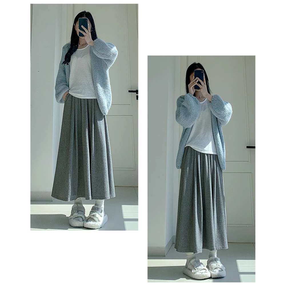 Black High Waist Skirt High Waist Loose Skirt Spring Slight Elastic Fabric Brand New Condition Comfortable Fit