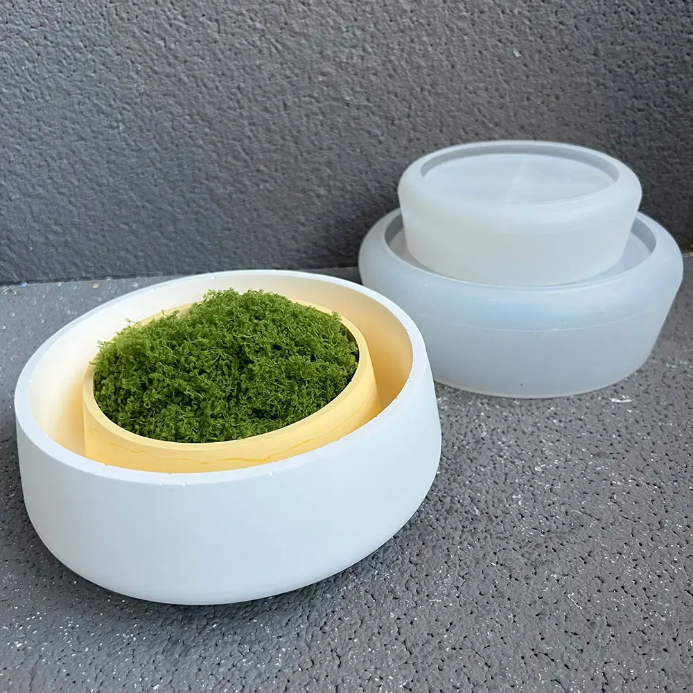 Concrete Bowl Silicone Mold DIY Flower Pot Potted Container Striped Cement Candle Cup Terrazzo Planters Gypsum Resin Mold