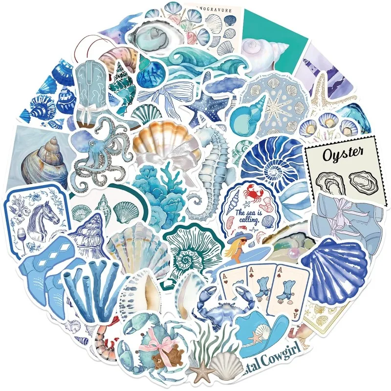 50PCS Kawaii Sea Fish PVC Sticker Aesthetic DIY Children's Decoration Scrapbooking Supplies Hand Accounting for Kids