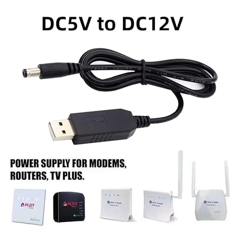 5.5x2.1mm Plug USB power boost line DC 5V to DC 9V / 12V Step UP Module USB Converter Adapter Cable Router charging cable