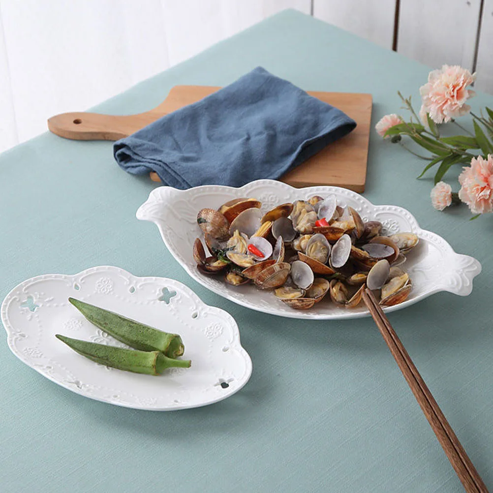 

Ceramic Bone China Fish Plate Creative Portable Serving Tray Food Storage Dish Home Restaurant Kitchen Use Ceramic Plate