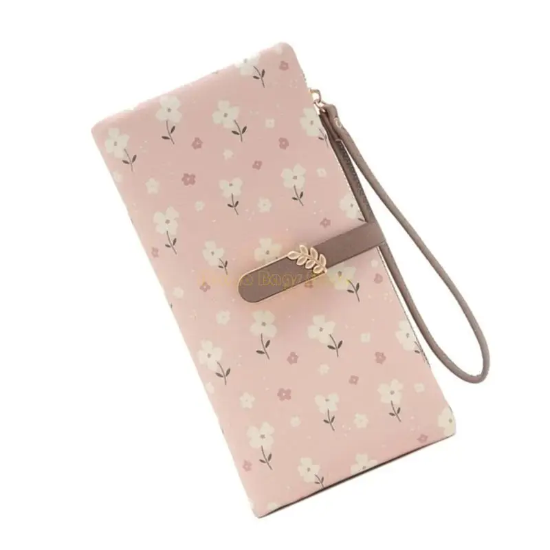 

X90D Flower Print Wallets Long Wallets Large Capacity Purse with Card Slots for Woman