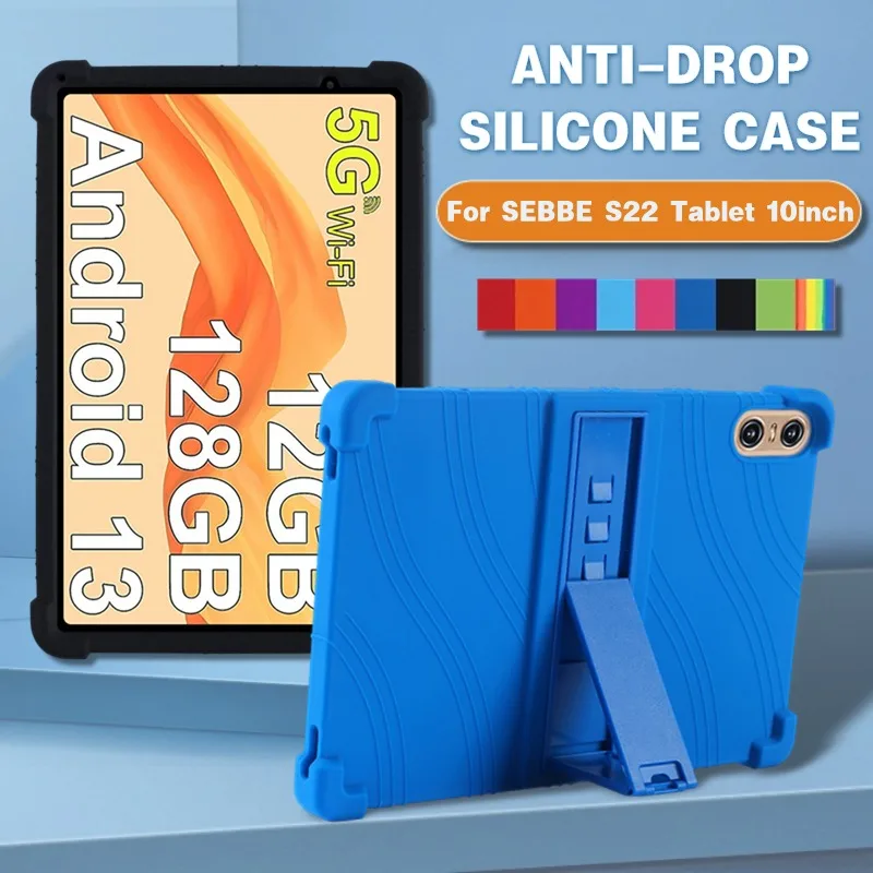 For SEBBE S22 10 Inch 5G Kids Case Tablet Shockproof Cover for Android 13 Soft Silicon Stand Protective Shell