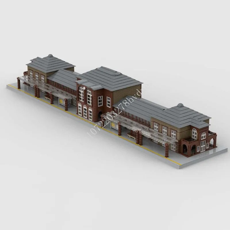 6400 PCS Vintage Central Railway Station Architecture Building Blocks European Retro Train Terminal Platform Assembly for Adults