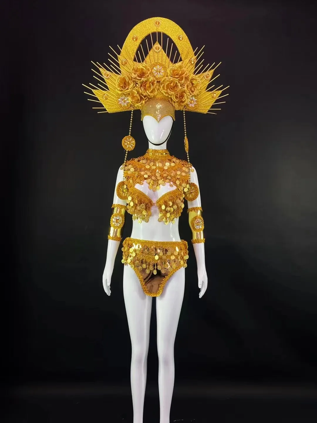 Gold Crown Drag Queen Carnival Float Tour Rave Outfit Halloween Gaga Dance performance photo shooting birthday special occasion