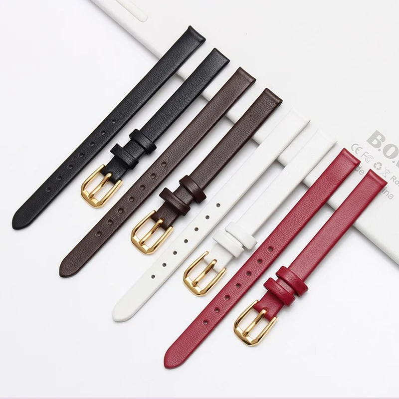 Correa de reloj de cuero de tamaño pequeño para mujer, pulsera de moda, Armani Fossil DW ck, 6mm, 8mm, 10mm, 12mm, 14mm, 16mm